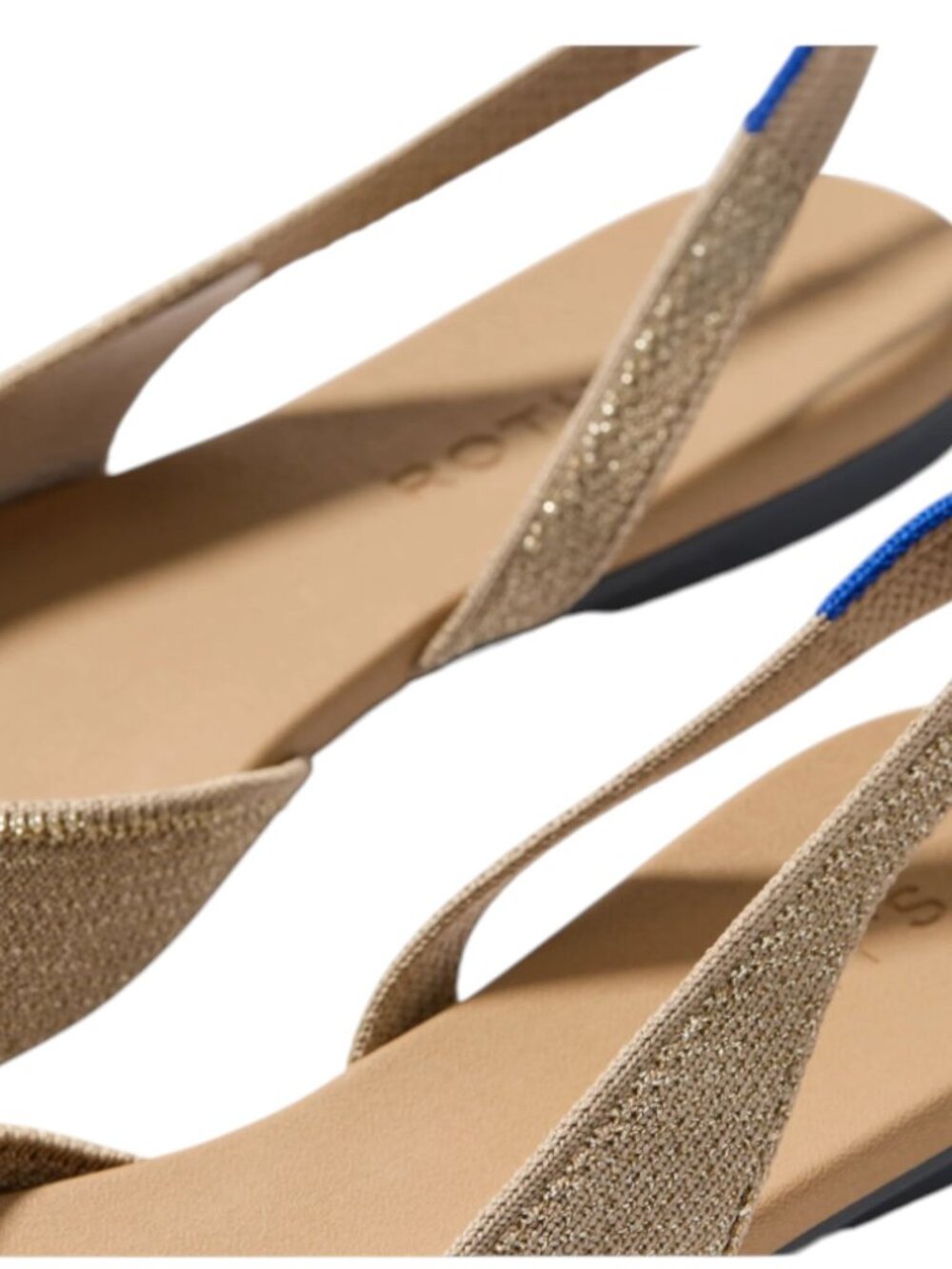 Rothy's The Almond Toe Slingback Flat In Metallic Prosecco Comfort Casual Sz 8.5 - Picture 5 of 7